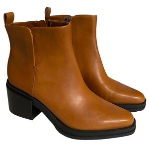 Franco Sarto Women's Dalden Leather Heeled Cognac Boots